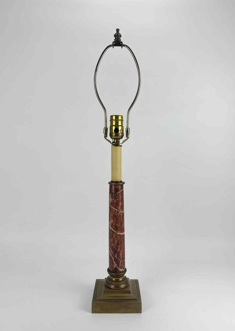 MARBLE AND BRASS COLUMN CANDLESTICK TABLE LAMP (1 of 11)