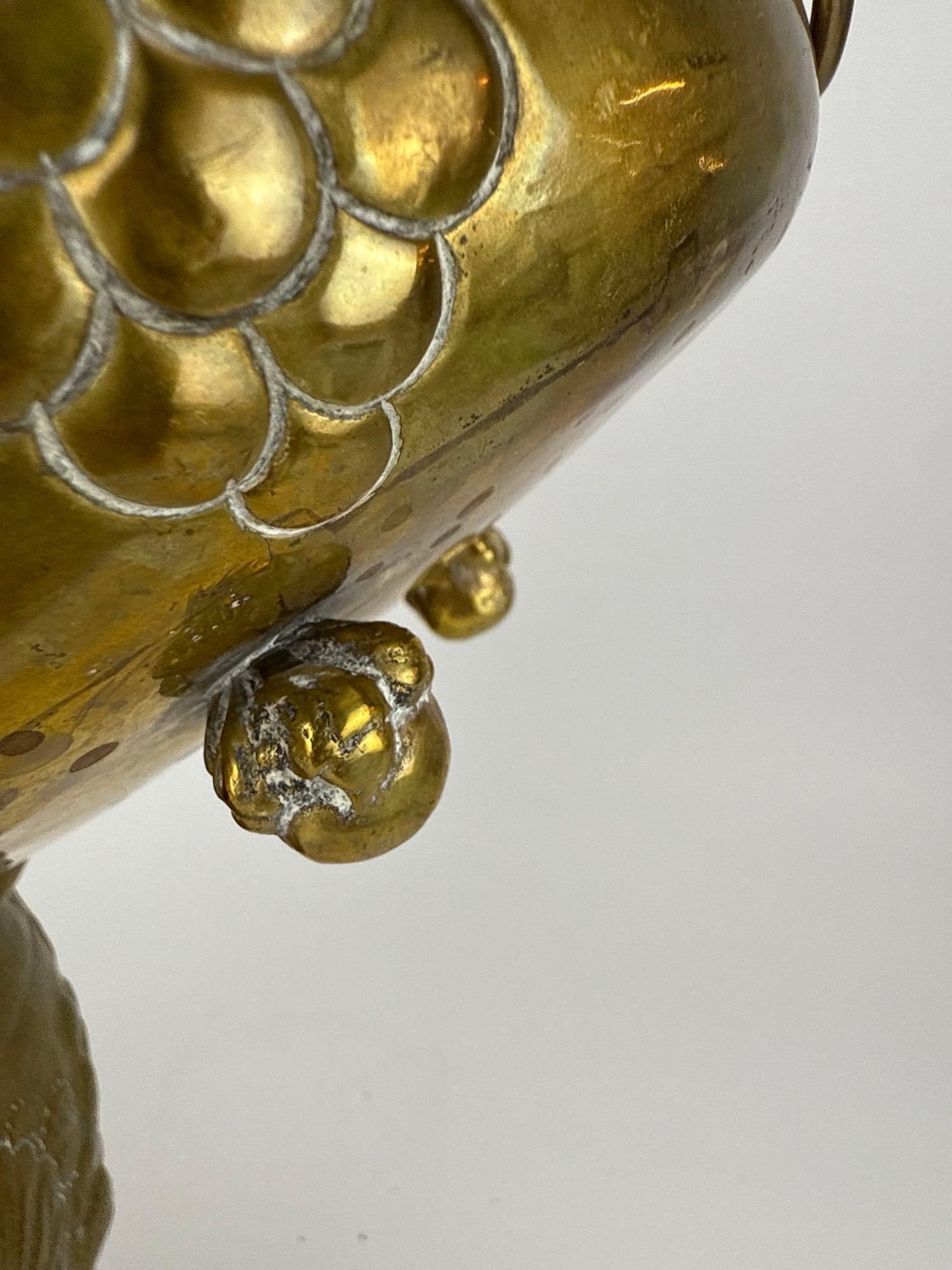 TWO REPOUSSE BRASS FOOTED CACHEPOTS - 8