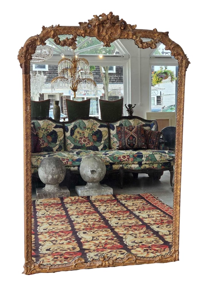 FINE ANTIQUE LARGE ROCOCO CARVED GILTWOOD MIRROR (1 of 20)