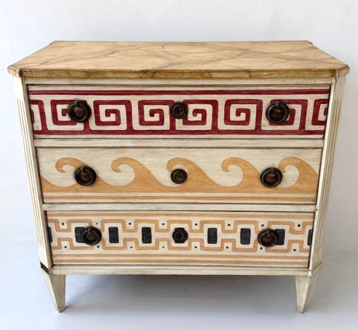 NEOCLASSICAL GREEK KEY PAINTED CHEST OF DRAWERS, CASA GUSTO (1 of 8)