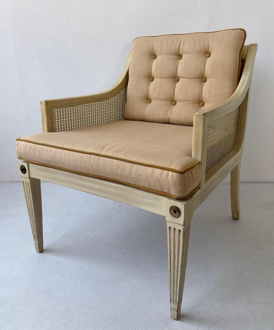 AMERICAN OF MARTINSVILLE HOLLYWOOD REGENCY KLISMOS CANED LOUNGE CHAIR (1 of 9)