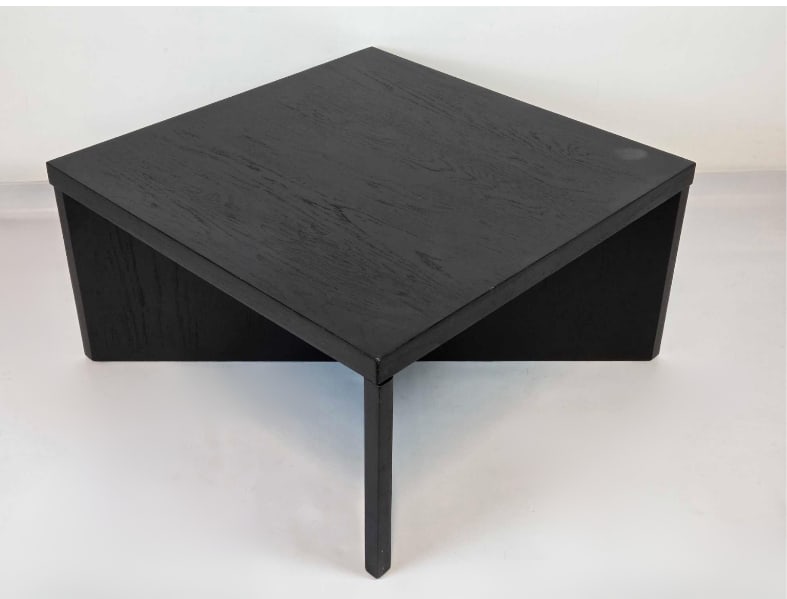 VINTAGE BLACK STAINED OAK CRUCIFORM BASE COFFEE TABLE, IN THE MANNER OF PIERRE CHAPO (1 of 12)