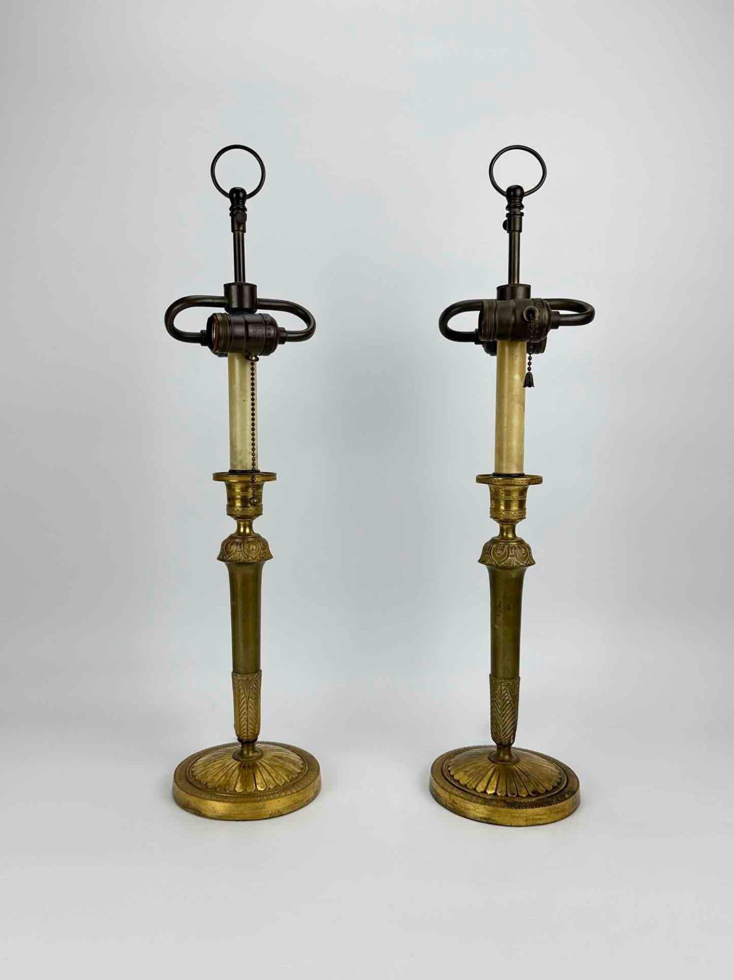 PAIR OF NEOCLASSICAL BRASS CANDLESTICK TABLE LAMPS (1 of 10)