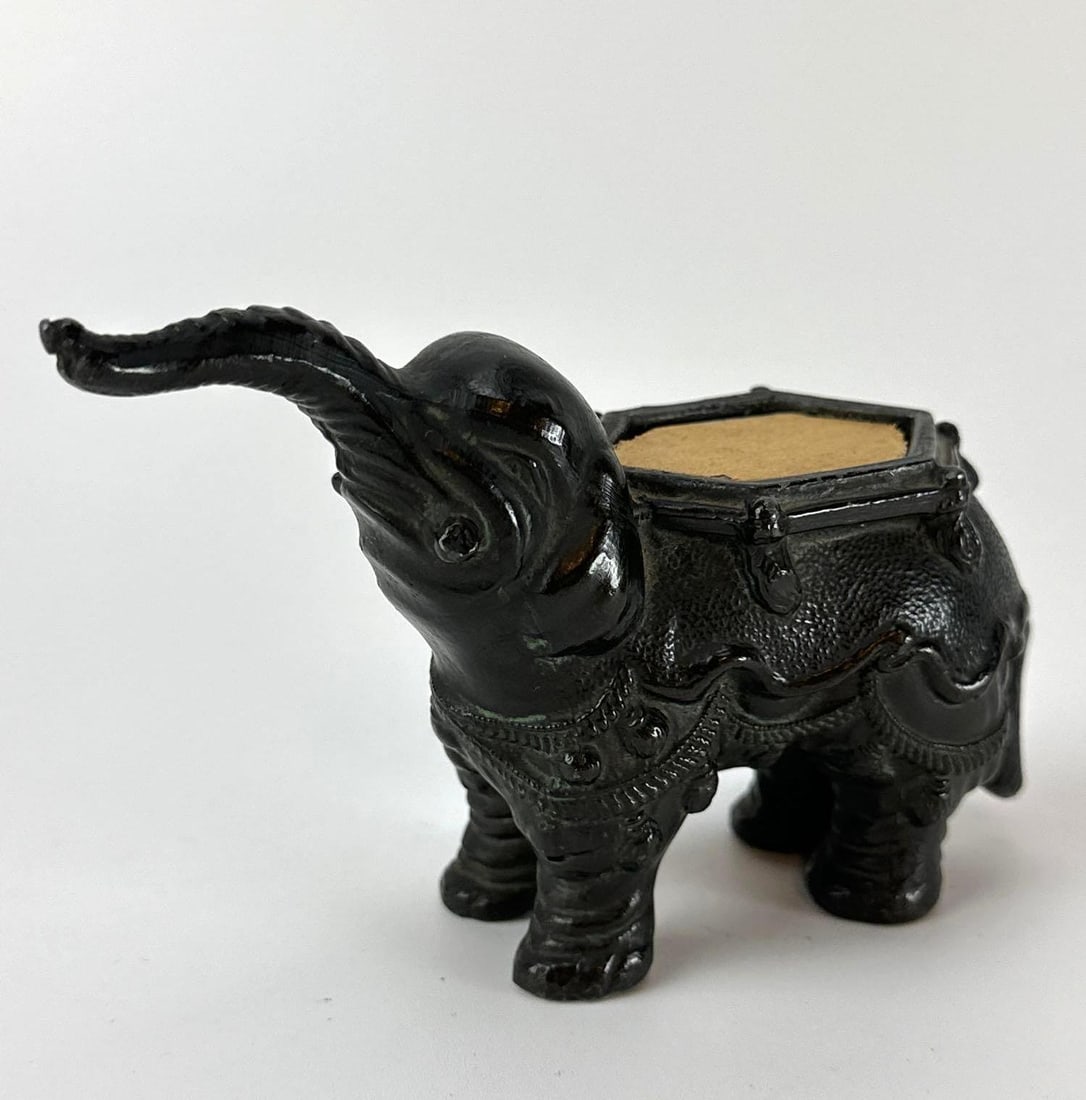 ASIAN CAST BRONZE CAPARISONED ELEPHANT INCENSE BURNER BASE (1 of 7)