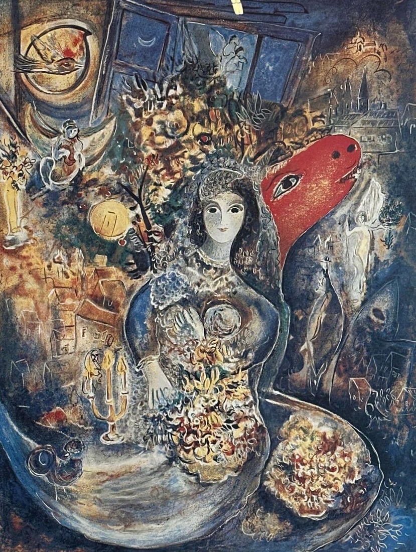 MARC CHAGALL COLOR OFFSET LITHOGRAPH, FRAMED "BELLA" (1 of 9)
