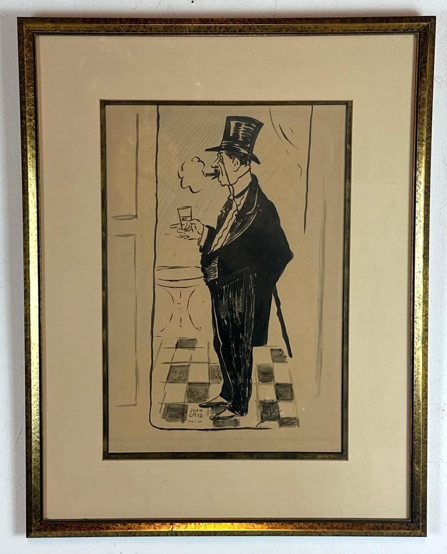 JUAN GRIS VINTAGE LITHOGRAPH OF A DAPPER GENTLEMAN IN TOP HAT (1 of 6)