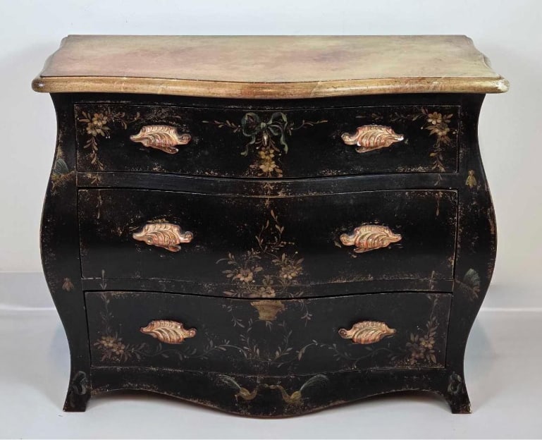 PATINA ITALIAN HAND PAINTED BOMBÉ CHEST WITH FAUX MARBLE TOP (1 of 20)