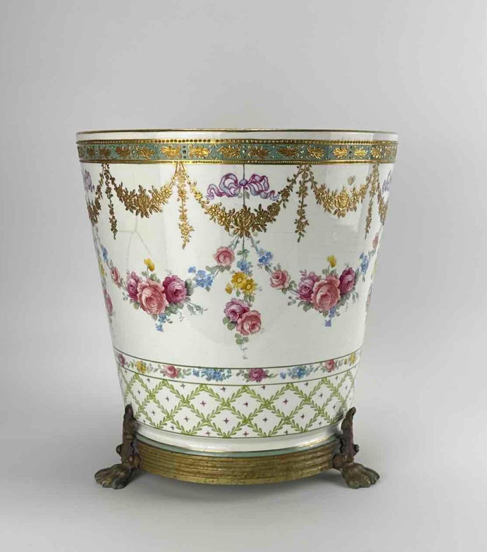 LARGE ROYAL BONN / FRANZ ANTON MEHLEM SEVRES STYLE PORCELAIN JARDINIERE (1 of 20)