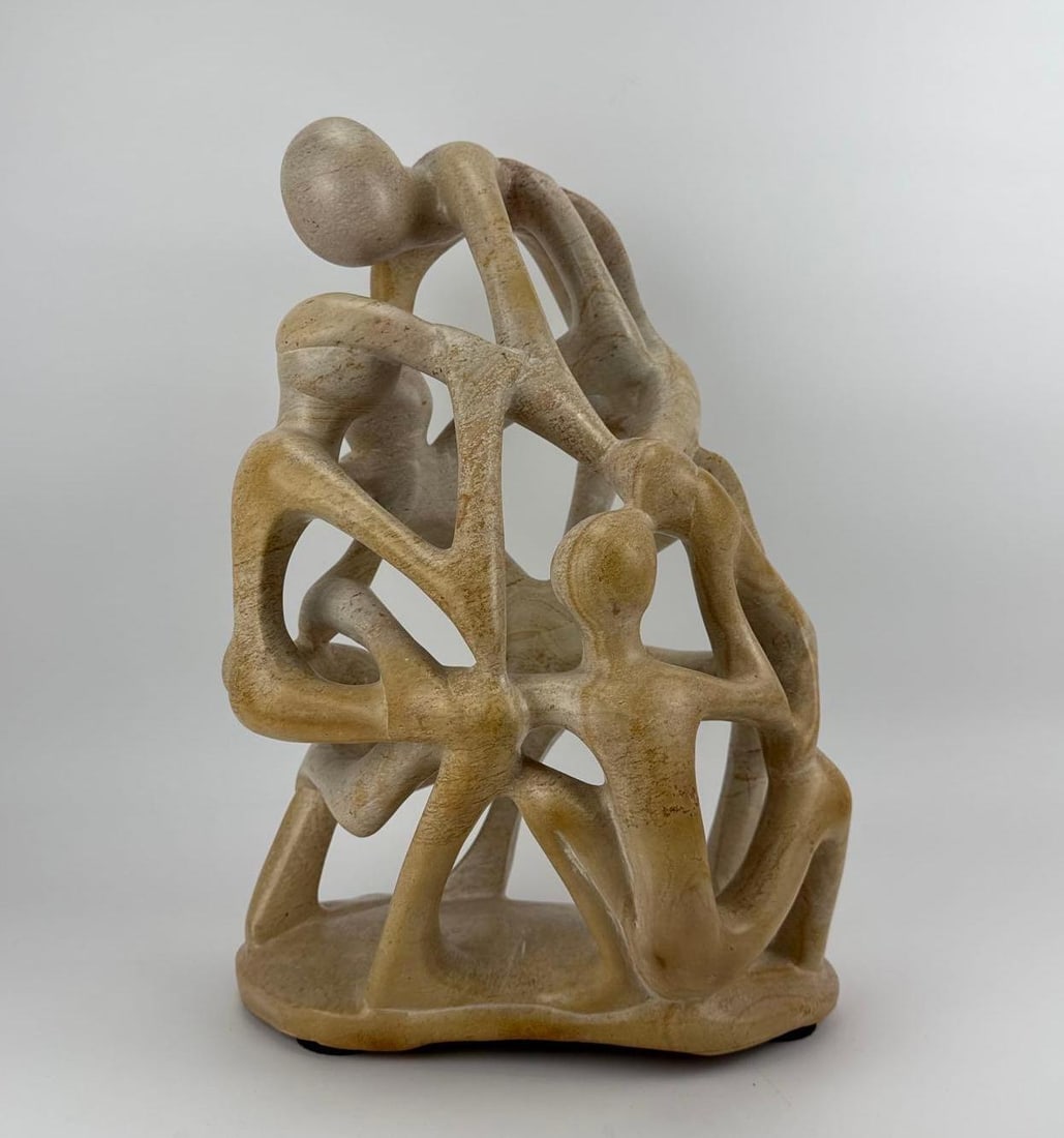 VINTAGE AFRICAN HAND-CARVED SOAPSTONE FAMILY / COMMUNITY SCULPTURE (1 of 16)
