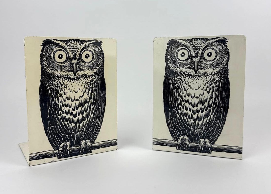 PAIR OF FORNASETTI MILANO ITALY OWL BOOKENDS (1 of 11)