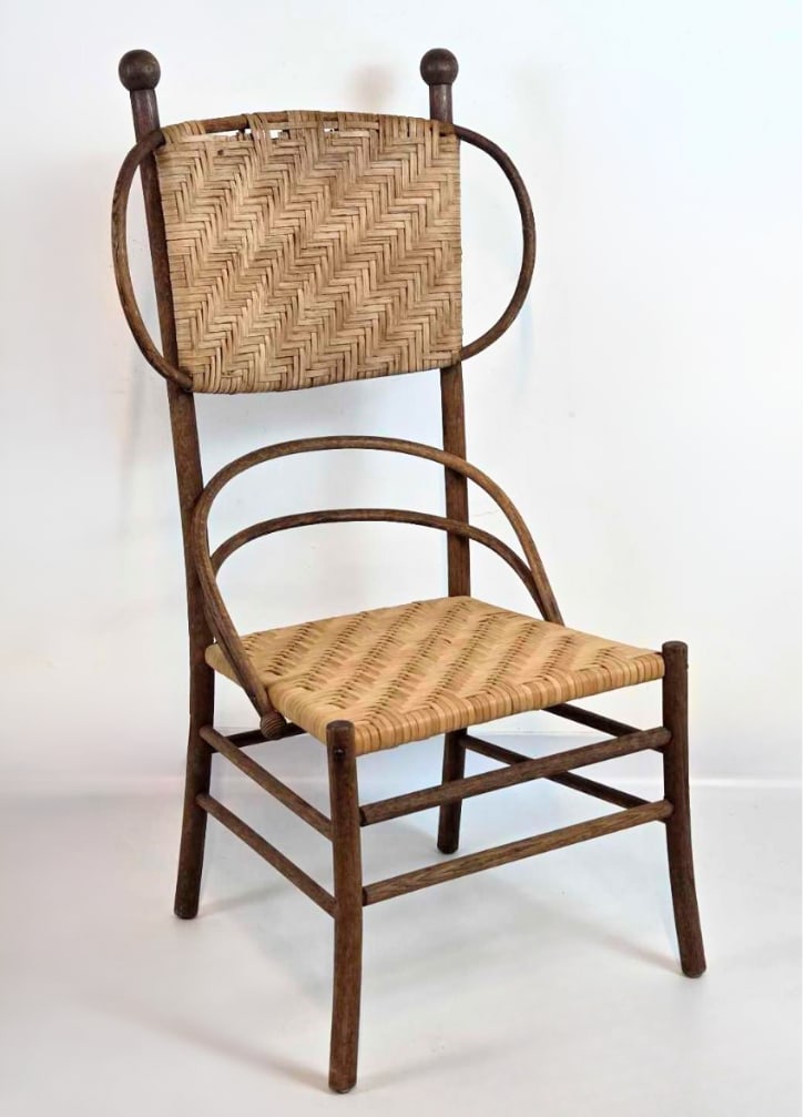 VINTAGE WOVEN RATTAN BENTWOOD AESTHETIC MOVEMENT HIGH BACK CHAIR (1 of 13)