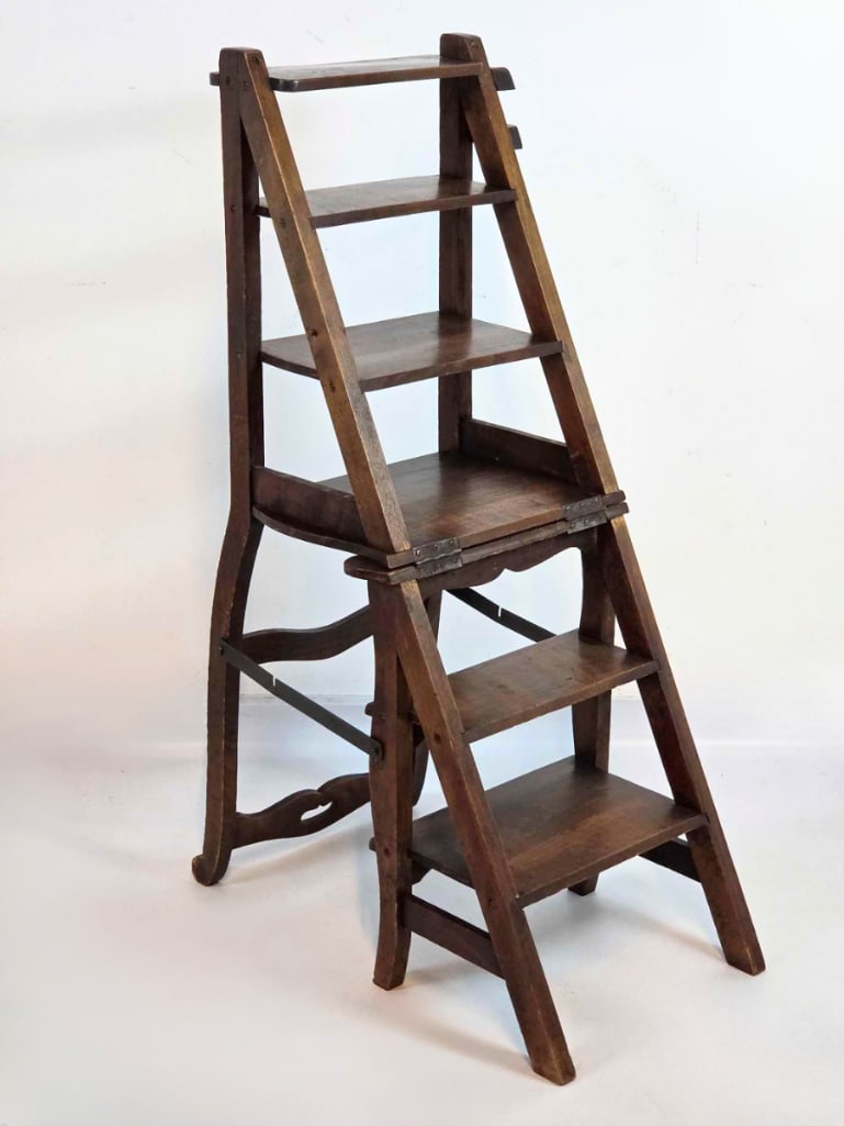 FRENCH COUNTRY OAK METAMORPHIC CHAIR WITH LIBRARY STEPS (1 of 20)