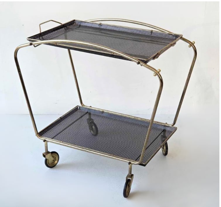 MATHIEU MATEGOT STYLE PERFORATED METAL BAR CART (1 of 13)