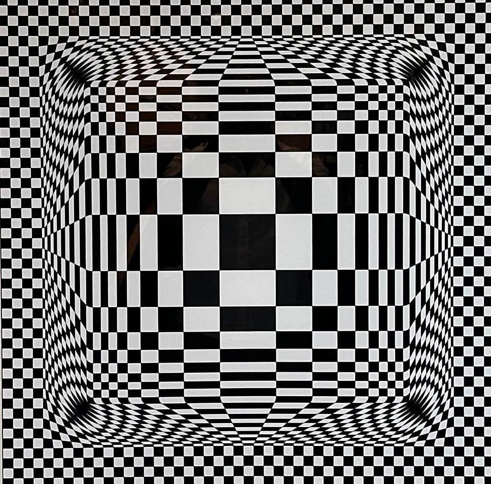 VICTOR VASARELY, OP ART SERIGRAPH SIGNED 248/250: Op Art composition framed under glass Approximate Dimensions: approximately 36 x 36 in. framed Artist or Maker: Victor Vasarely Provenance: From a New York Collector Notes: Sold as-is. Condition comme