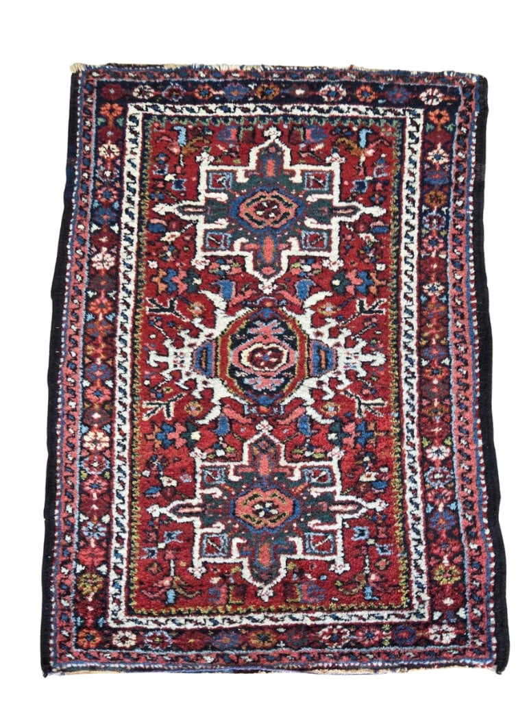 PERSIAN KARAJA HAND KNOTTED WOOL THROW RUG (1 of 9)