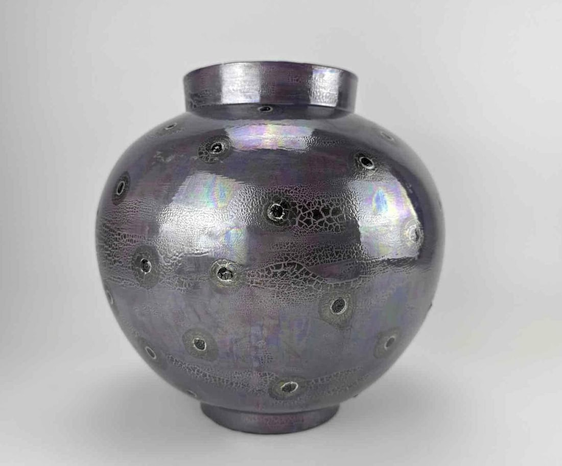 JONATHAN NASH GLYNN LUSTRE ART POTTERY VASE, PURPLE HAZED, SIGNED AND DATED 1994 (1 of 17)