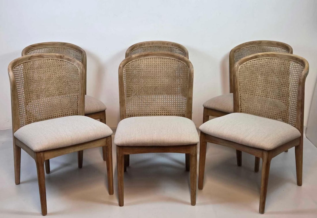 SET OF SIX CURVED BACK CANED DINING CHAIRS (1 of 11)