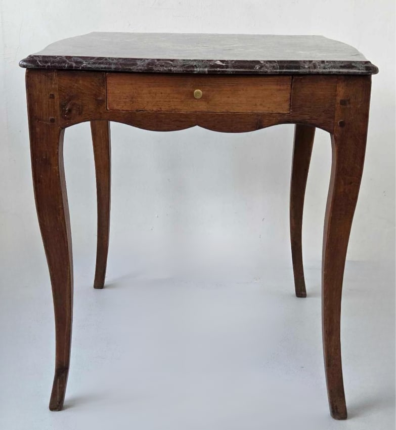 ANTIQUE FRENCH LOUIS XV STYLE MARBLE TOP ONE DRAWER TABLE (1 of 11)