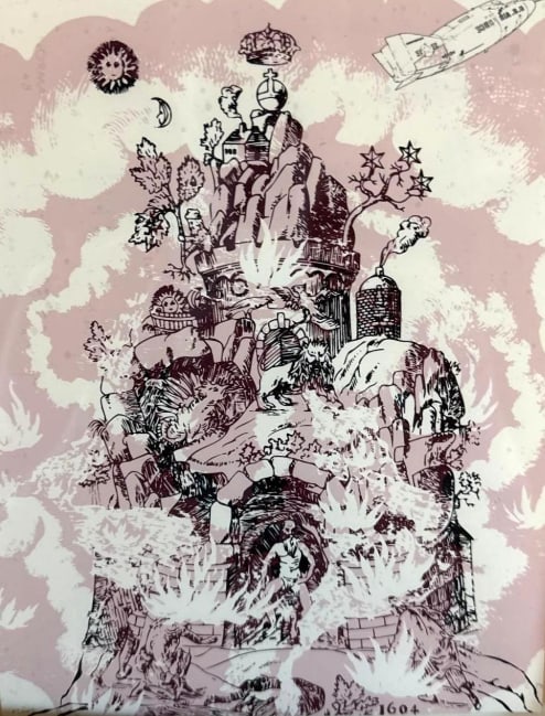 PEN AND INK FANTASY DRAWING MARKED ON BACK JESSE BRADFORD: Intricate fantastical pen and ink composition, framed Artist or Maker: Jesse Bradford Approximate Dimensions: 9” x 7” ; frame 11” x 9” Provenance: A New York Gallerist and