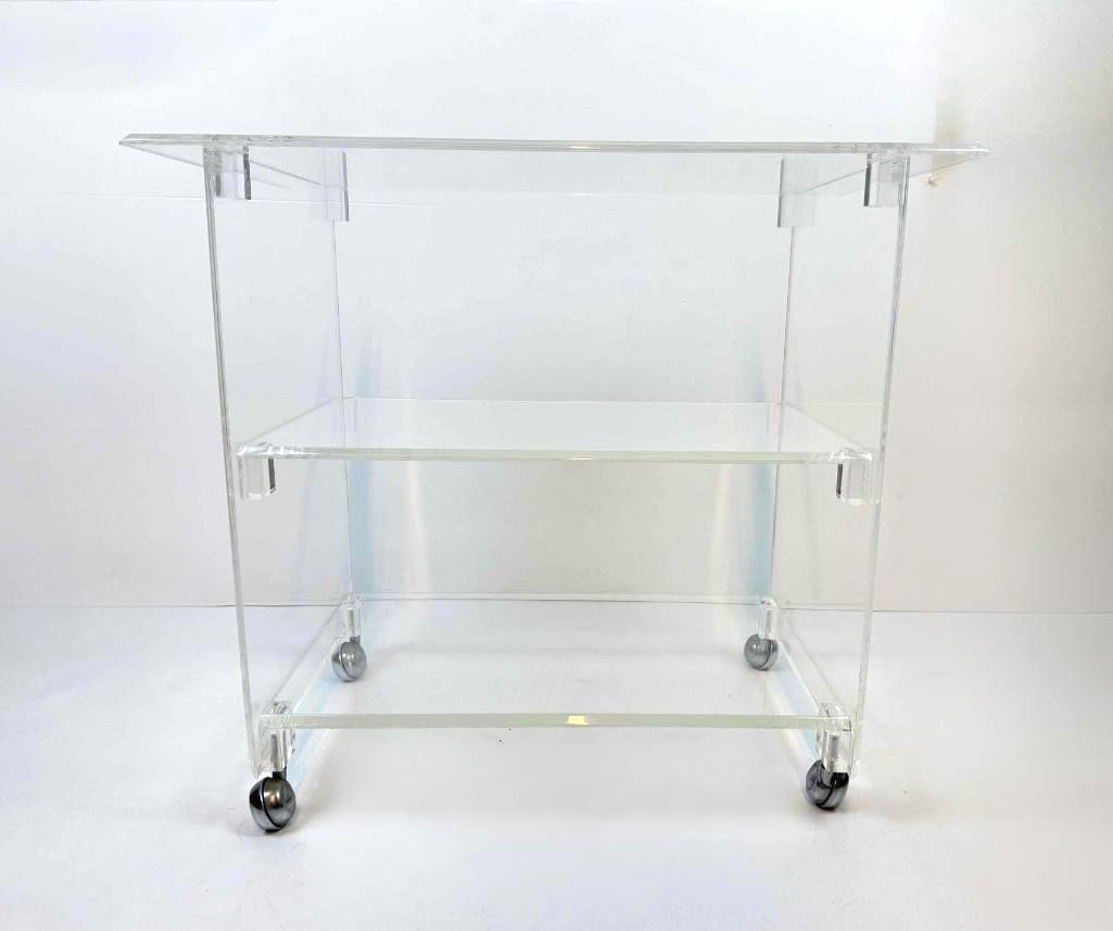CHARLES HOLLIS JONES STYLE MID-CENTURY MODERN ACRYLIC BAR CART TROLLEY (1 of 7)