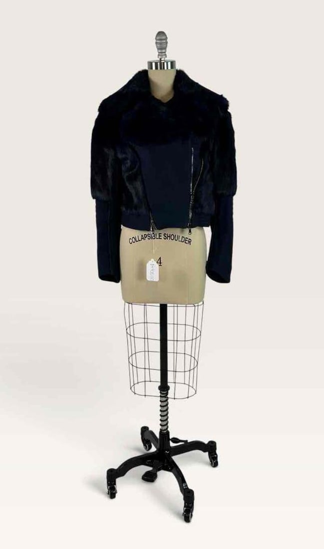 PHILOSOPHY DI ALBERTA FERRETTI ARCHIVAL VINTAGE FUR NAVY MOTO JACKET | ARCHIVAL SAMPLE (1 of 10)
