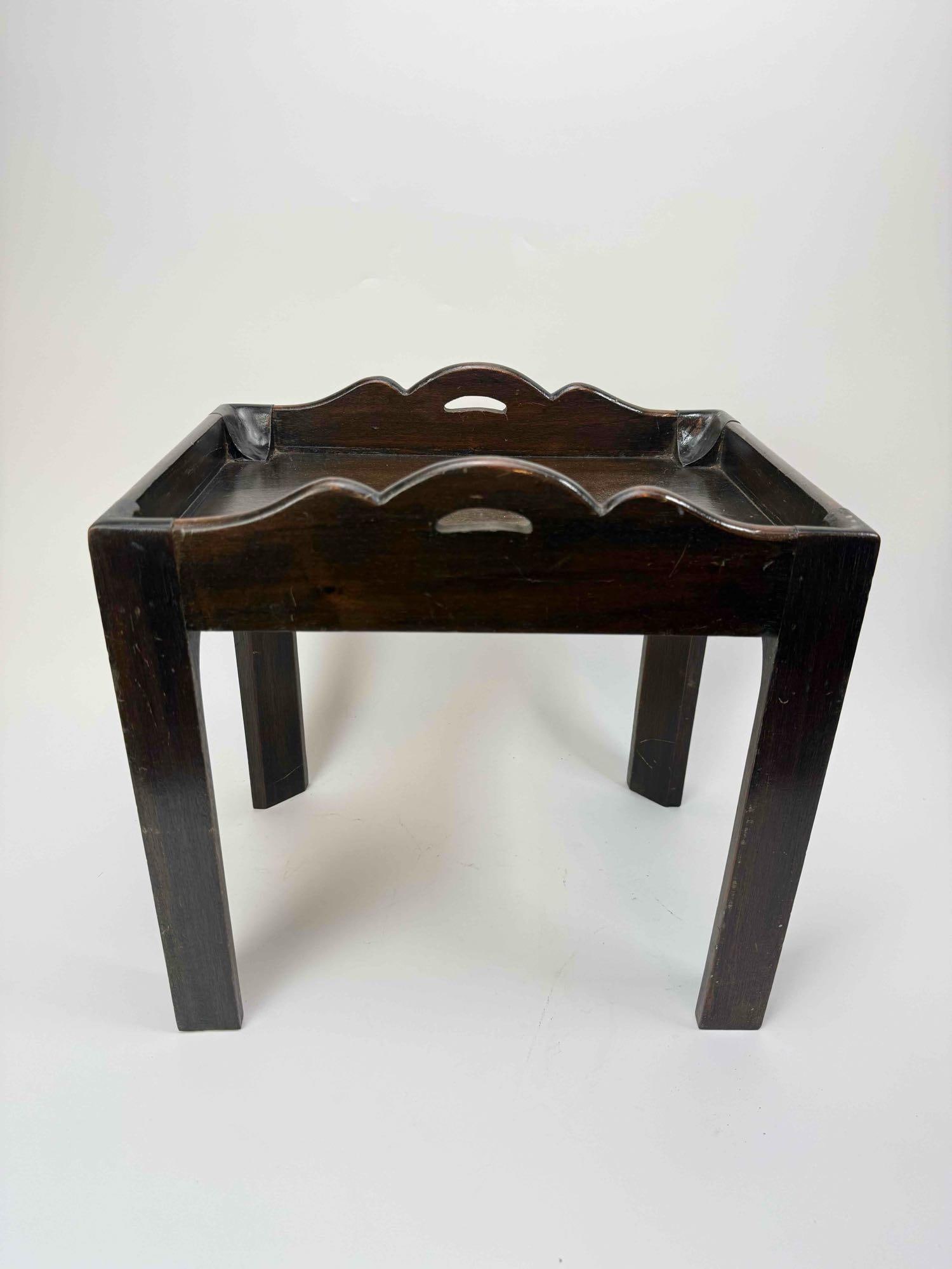 WOOD LOW SIDE TABLE: wood low side table Approximate Dimensions: 12 "H x 13.75 "W x 10 "D Artist or Maker: Unknown Provenance: From a New York Collector Notes: Although care is taken to photograph and describe