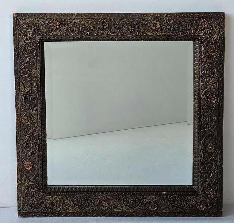 VICTORIAN WOOD FRAME MIRROR: A Victorian painted wood picture frame Approximate Dimensions 24.25" X 24.25" Artist or Maker: Unknown Provenance: From a New York Collector Notes: Sold as-is. Condition commensurate with age 