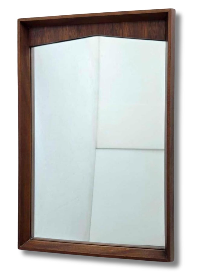 KENT COFFEY WOOD FRAMED WALL MIRROR: Kent Coffey rectangular wood framed wall mirror Approximate Dimensions: 42.75" H X 28.5" W Artist or Maker: Kent Coffey Provenance: From a New York Collector Notes: Although care is taken to p
