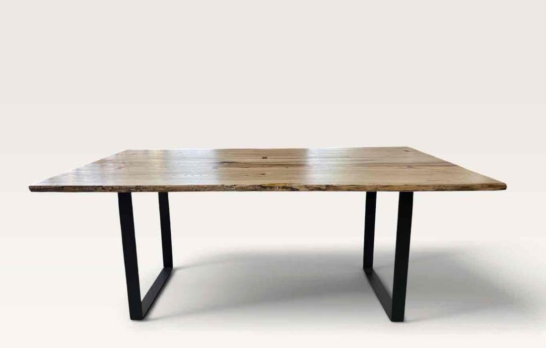 ROOM & BOARD LIVE EDGE SLAB DINING TABLE ON BLACK STEEL BASE (1 of 13)