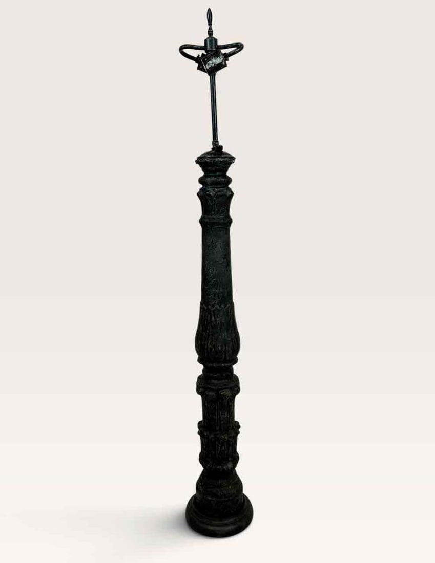 TALL EBONIZED WOOD AND RESIN BALUSTER COLUMN LAMP (1 of 7)