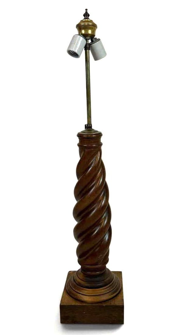 BARLEY TWIST TURNED WOOD TABLE LAMP (1 of 6)