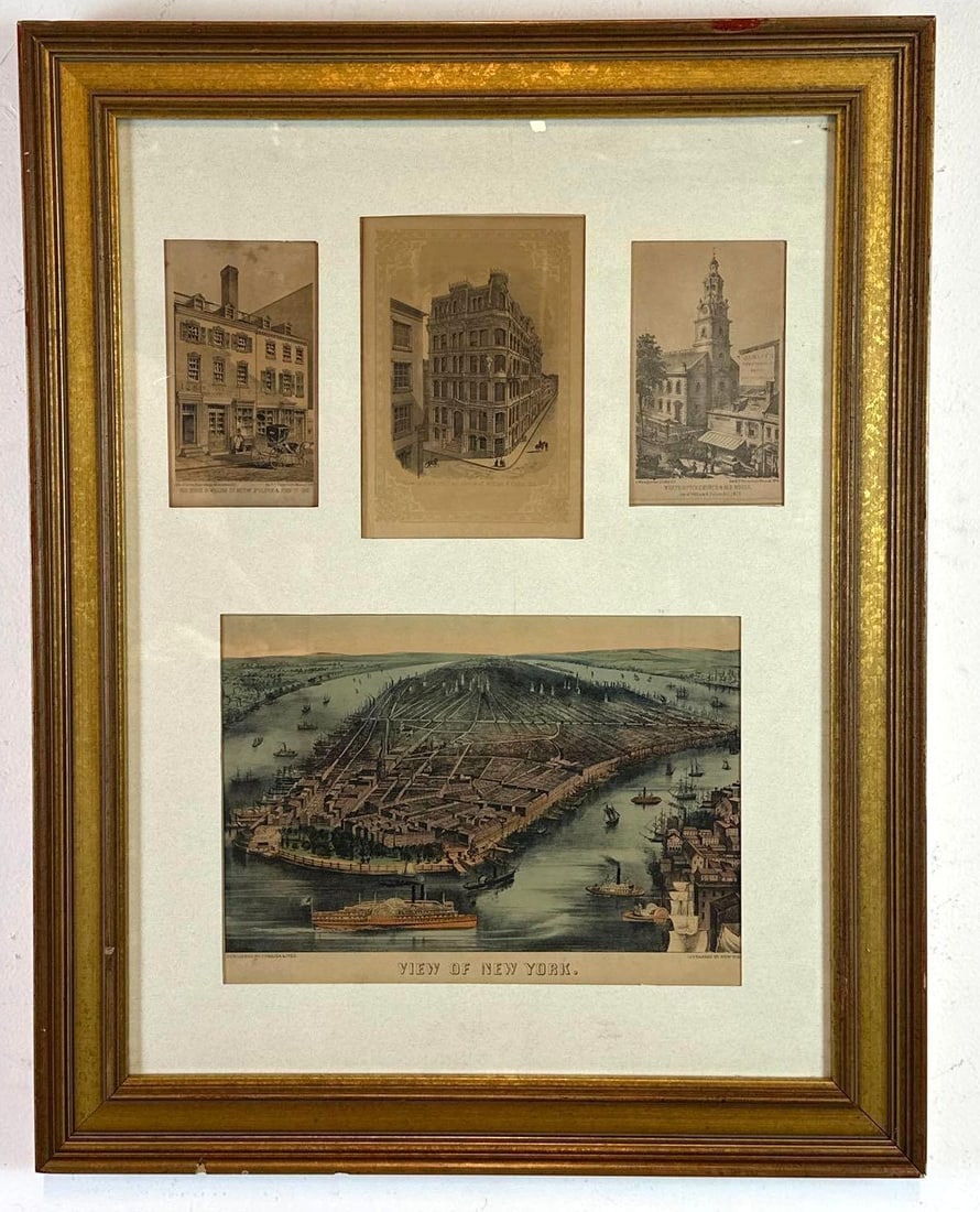 FRAMED GROUP OF ANTIQUE NEW YORK VIEW ENGRAVINGS (1 of 6)