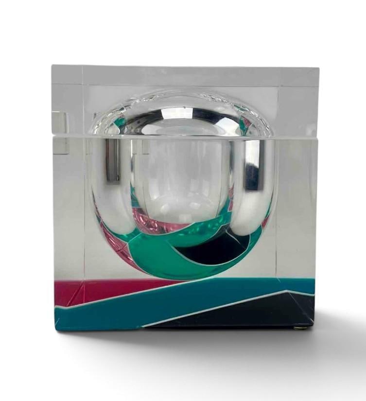 VINTAGE ALESSANDRO ALBRIZZI STYLE POLYCHROME COLORED LUCITE ICE BUCKET (1 of 18)