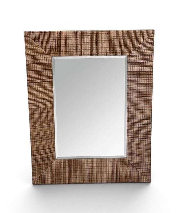 VINTAGE WOVEN SEAGRASS WRAPPED RECTANGULAR WALL MIRROR (1 of 13)