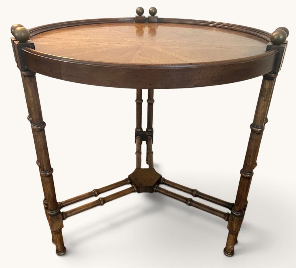 FAUX BAMBOO TURNED WOOD SIDE TABLE MOULDED FRAME AND KNOPPED FINIALS (1 of 10)