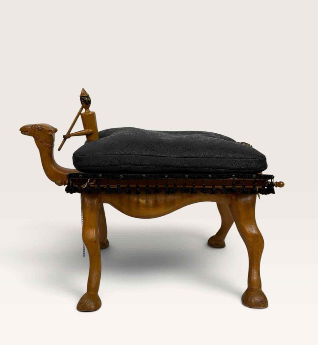 CARVED WOOD CAMEL SADDLE STOOL (1 of 7)