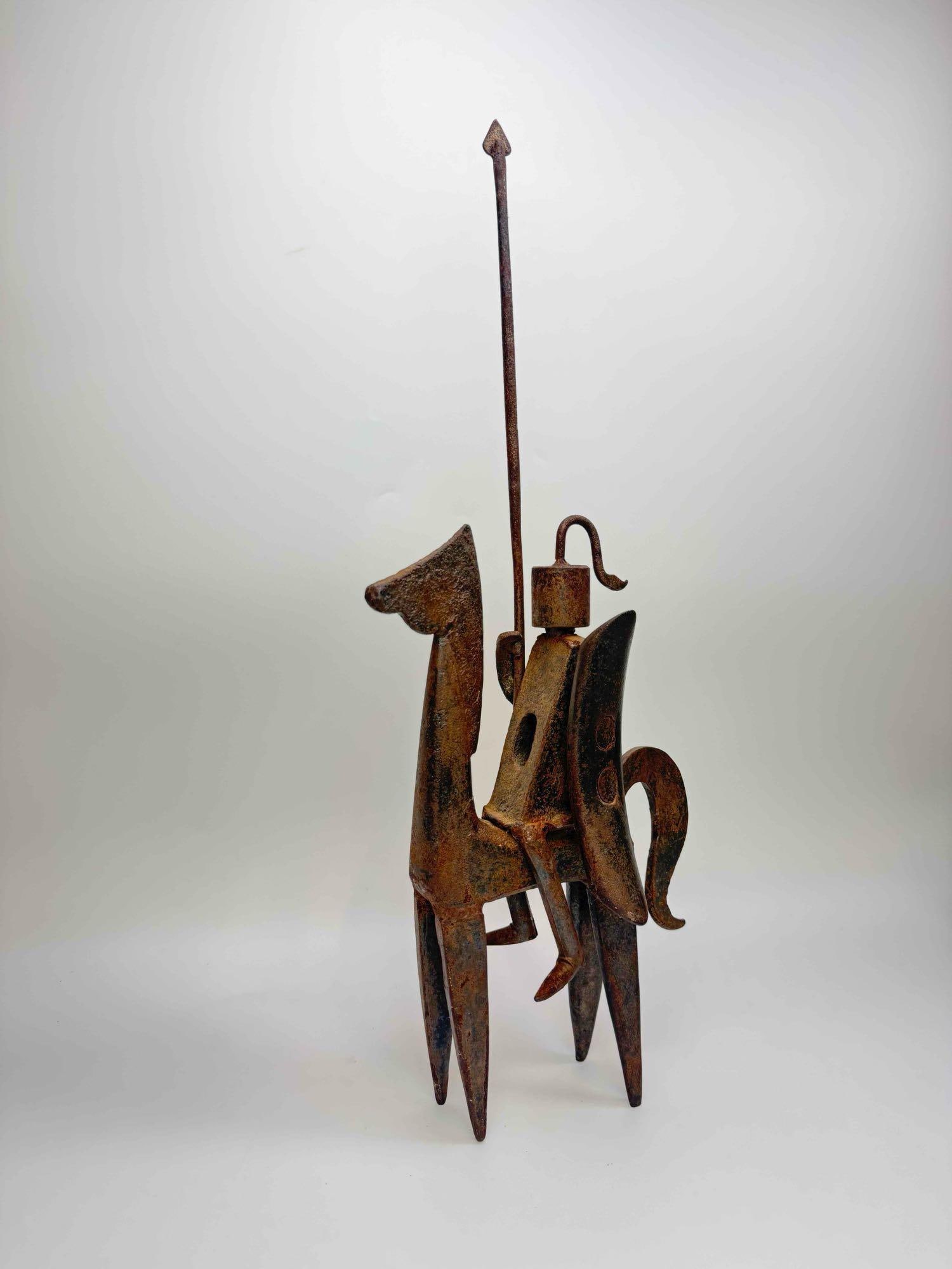 JEAN-PIERRE AUGIER FORGED IRON EQUESTRIAN KNIGHT SCULPTURE (1 of 7)