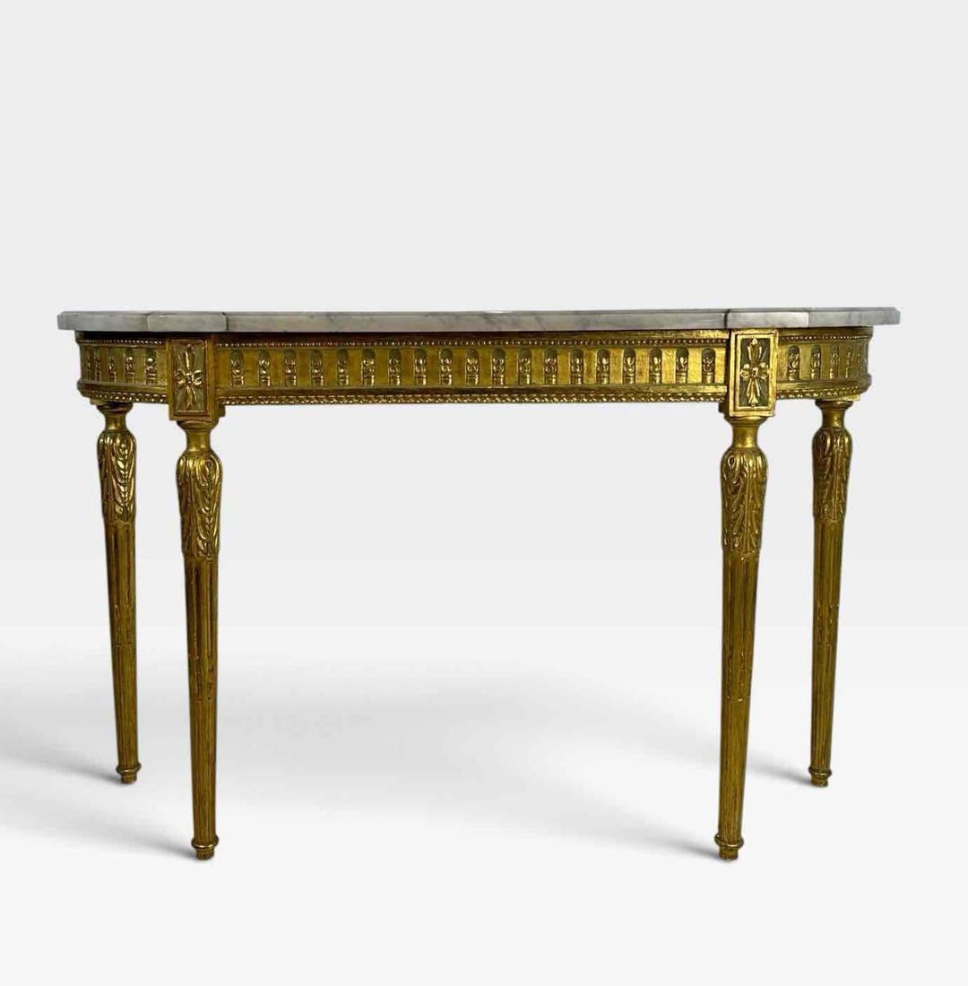 ANTIQUE LOUIS XVI STYLE 19TH C. GILTWOOD MARBLE CONSOLE, HOPILLIART & LEROY (1 of 15)