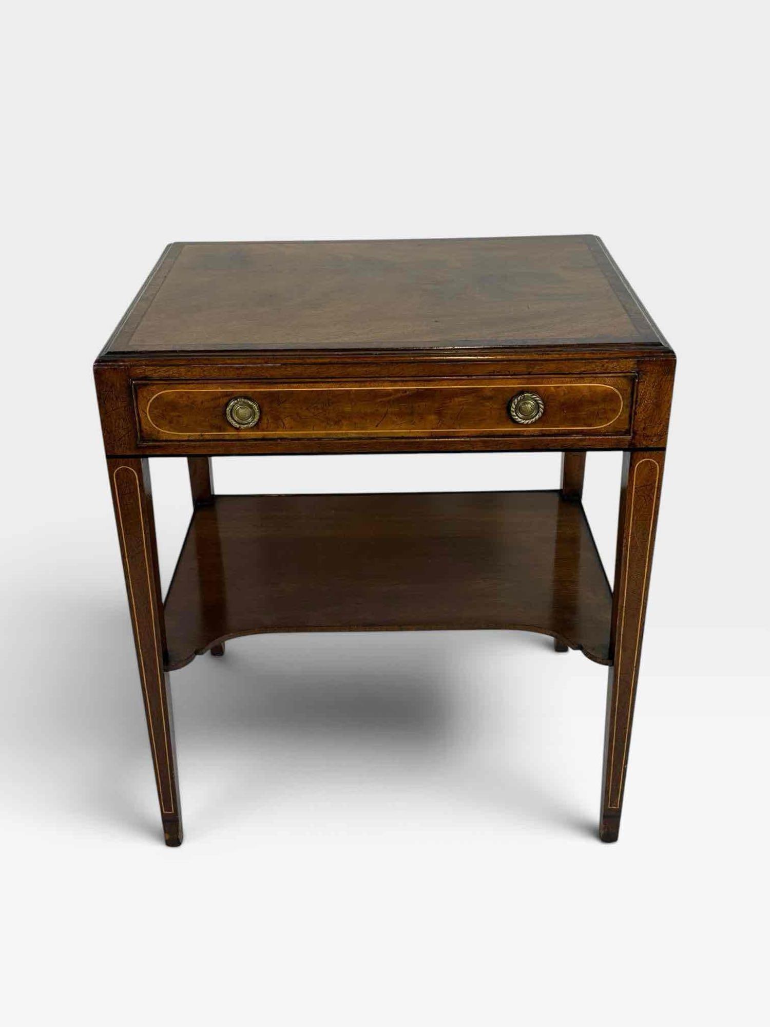 FEDERAL-STYLE INLAID MAHOGANY ONE-DRAWER END TABLE (1 of 8)