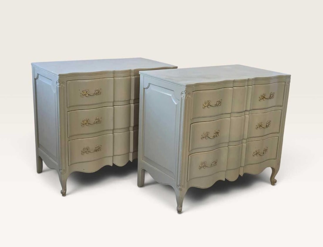 PAIR OF DIXON POWDERMAKER LOUIS XV STYLE THREE DRAWER CHESTS (1 of 19)