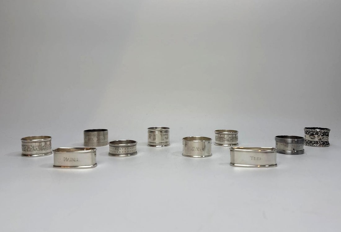 COLLECTION OF TEN STERLING SILVER NAPKIN RINGS INCLUDING GORHAM (1 of 6)