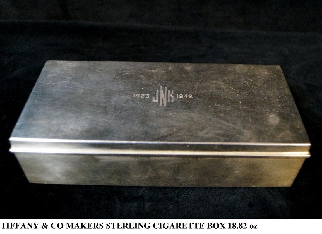 STERLING SILVER CIGARETTE BOX, TIFFANY & CO. MAKERS (1 of 3)
