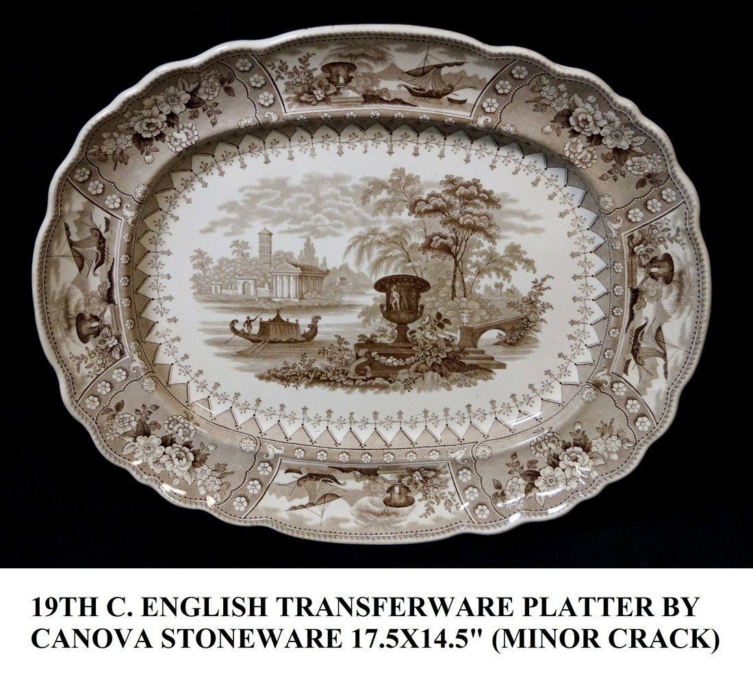 19TH C. CANOVA TRANSFERWARE PLATTER (1 of 4)