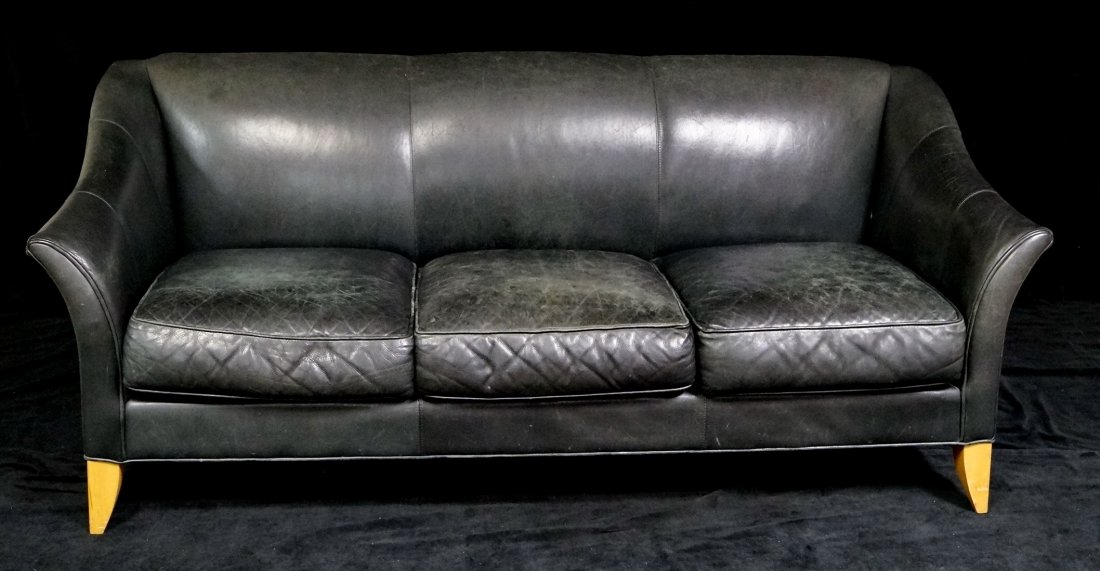 BLACK LEATHER SOFA: BLACK LEATHER SOFA 31.5X80X34"