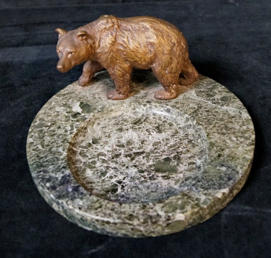 BRONZE & MARBLE FIGURAL ASHTRAY (1 of 2)
