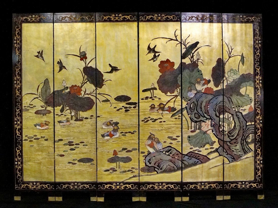 ANTIQUE ORIENTAL 6 PANEL SCREEN (1 of 3)