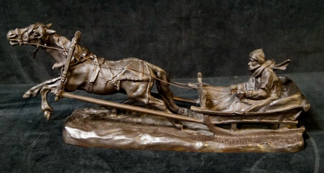 BRONZE RUSSIAN TROIKA, SGN. (1 of 4)