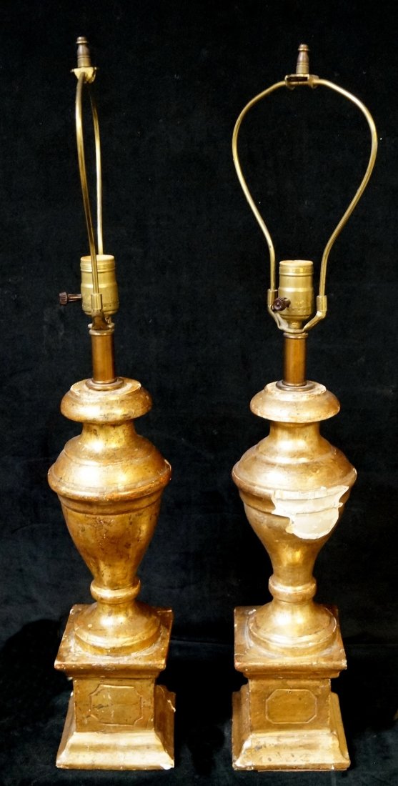 PR. GILT WOOD LAMPS (1 of 1)