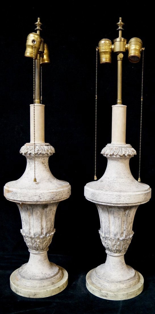 PR. CARVED WOOD URN FORM LAMPS (1 of 1)