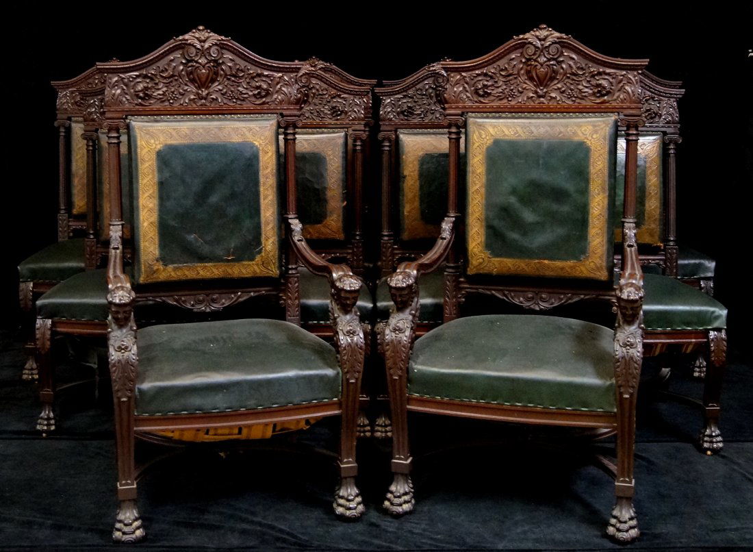 10 R.J. HORNER HEAVILY CARVED DINING CHAIRS (1 of 6)